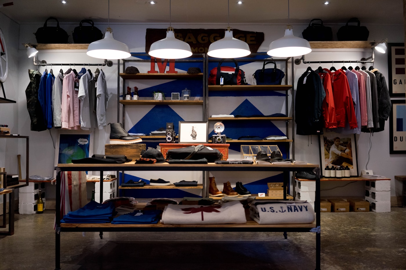 Clothing store with curated fashion displays